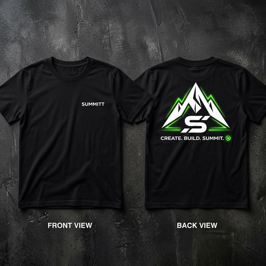Mockup de polera SUMMITT de frente y espalda